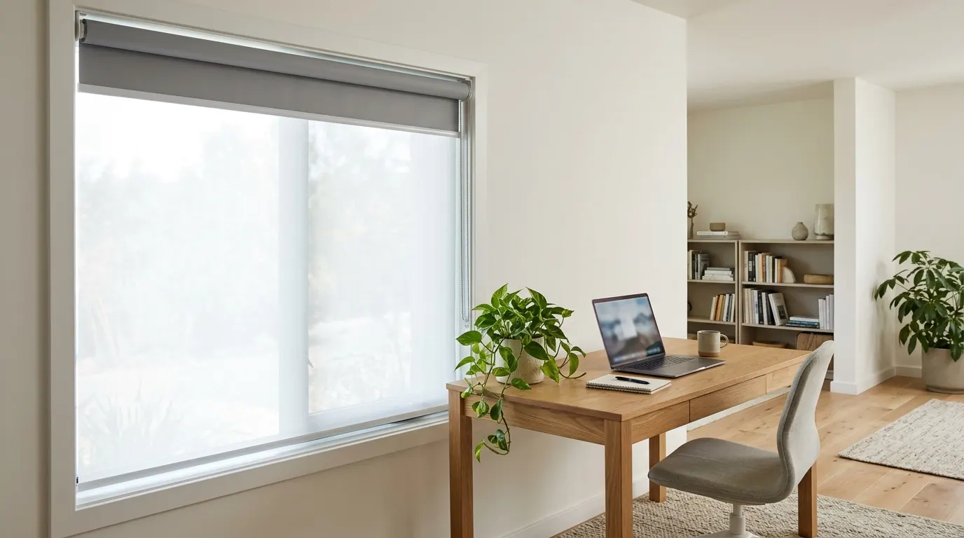 Home office con cortina Doble